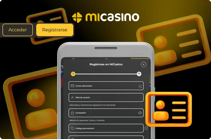 Registro a través de la aplicación móvil de MiCasino